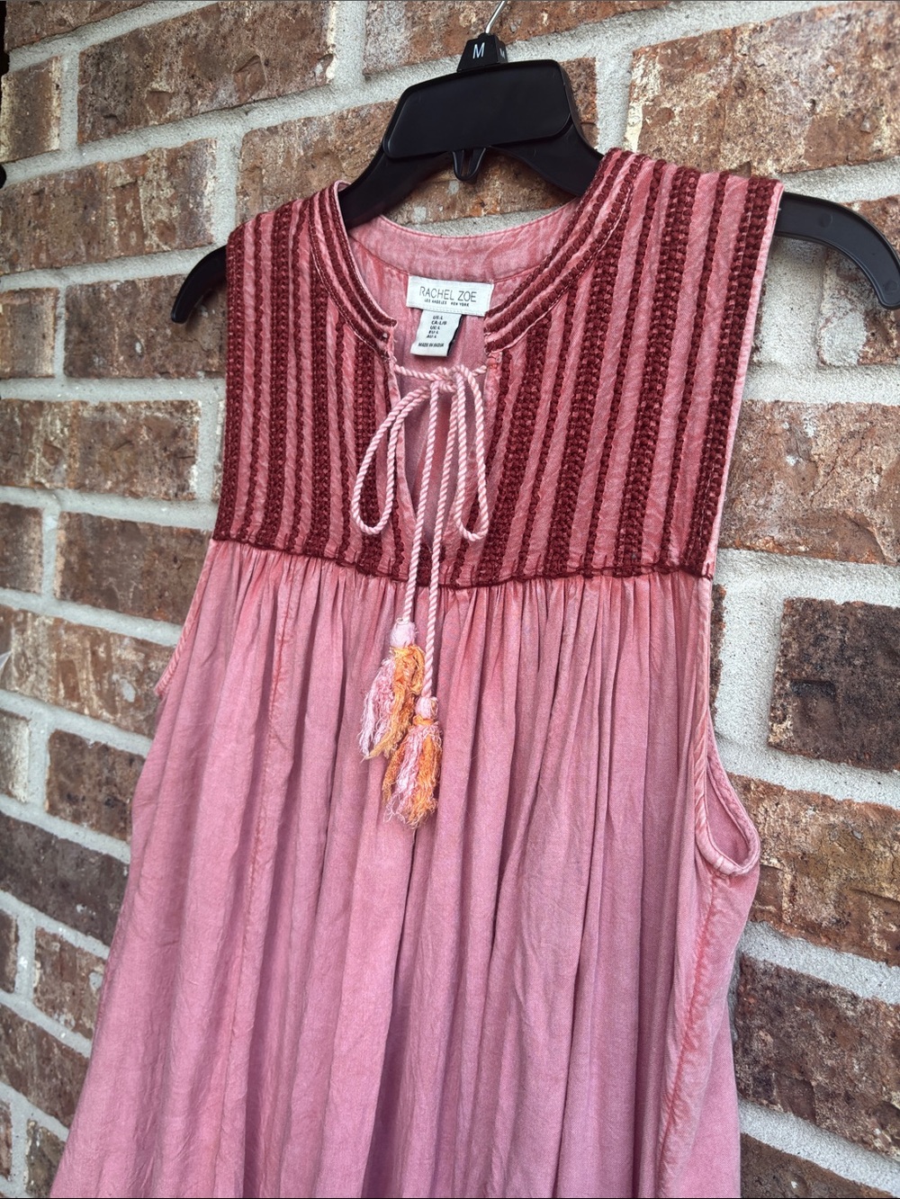 Rachel Zoe Rose-Pink flowy Embroidered Tassel Sleeveless Top - Picture 4 of 7